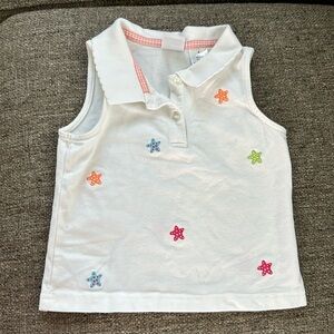 Vintage Talbots Kids Embroidered Star Sleeveless Polo Top White Size 4